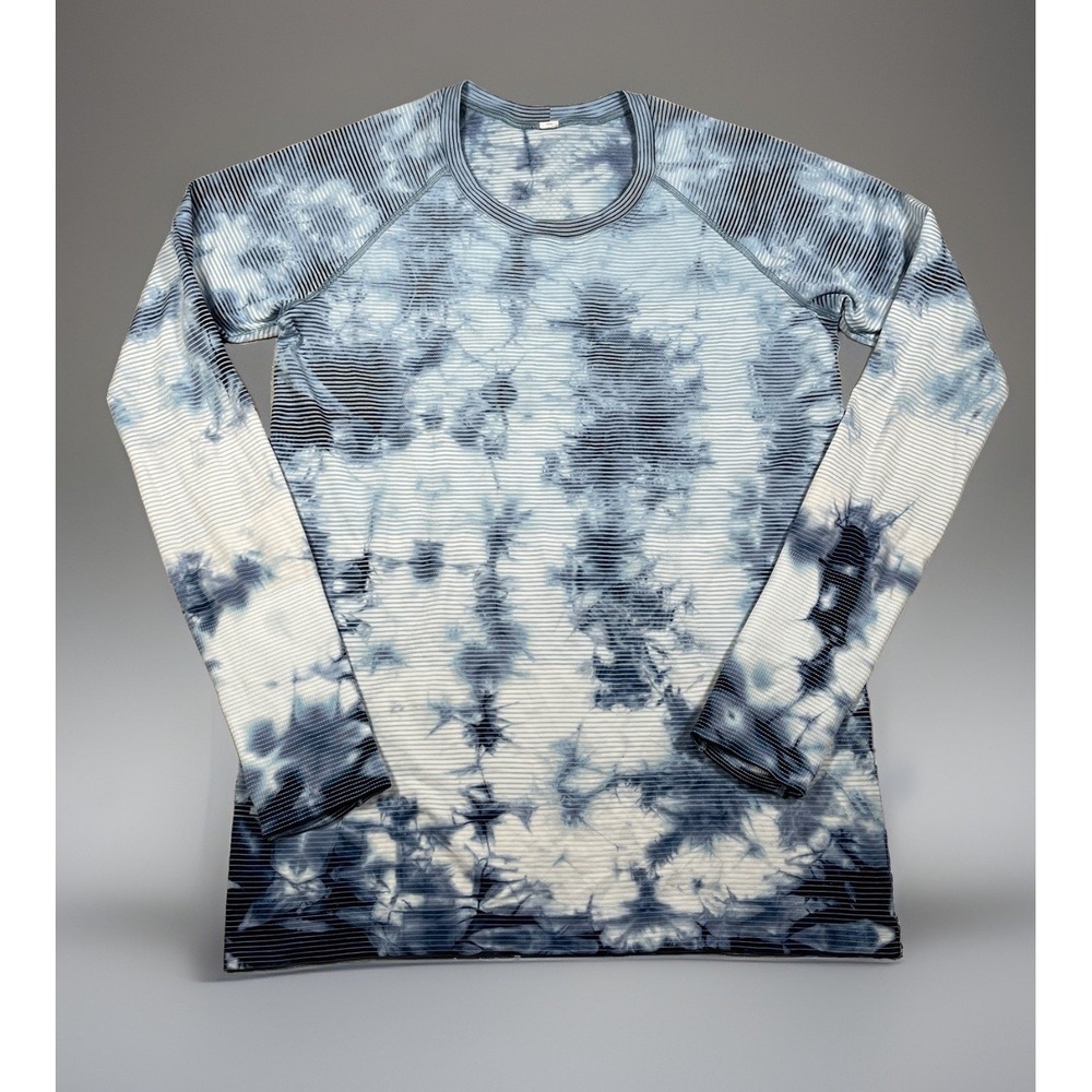 Lululemon Swiftly Tech Shirt Shibori Stripe True Navy Long Sleeve Women's 10